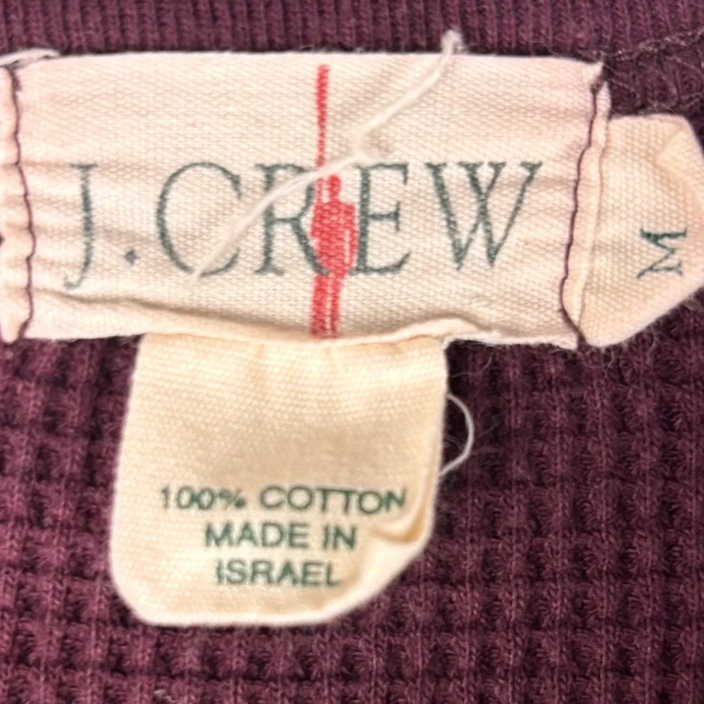 J. Crew Mens Waffle Knit Thermal Shirt Burgundy Maroon Short Sleeve Cotton M